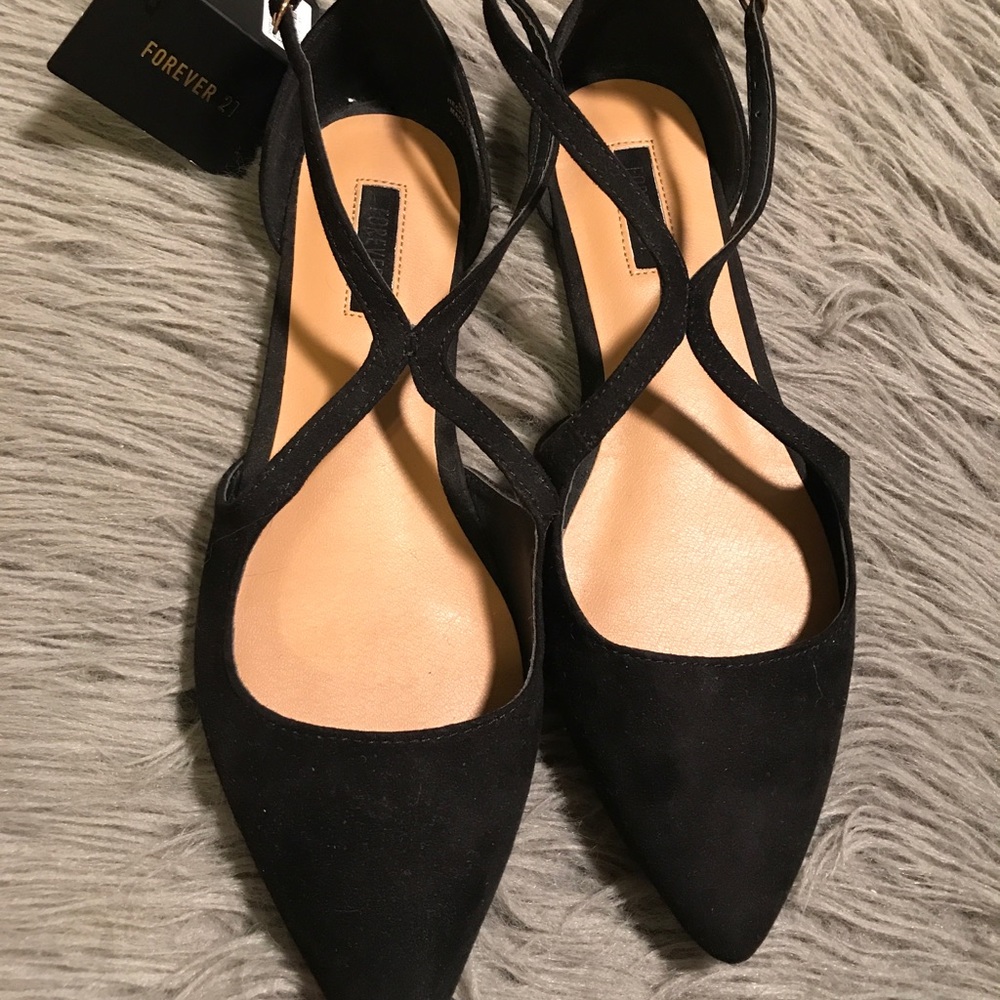 Faux Suede Pointed Toe Flats